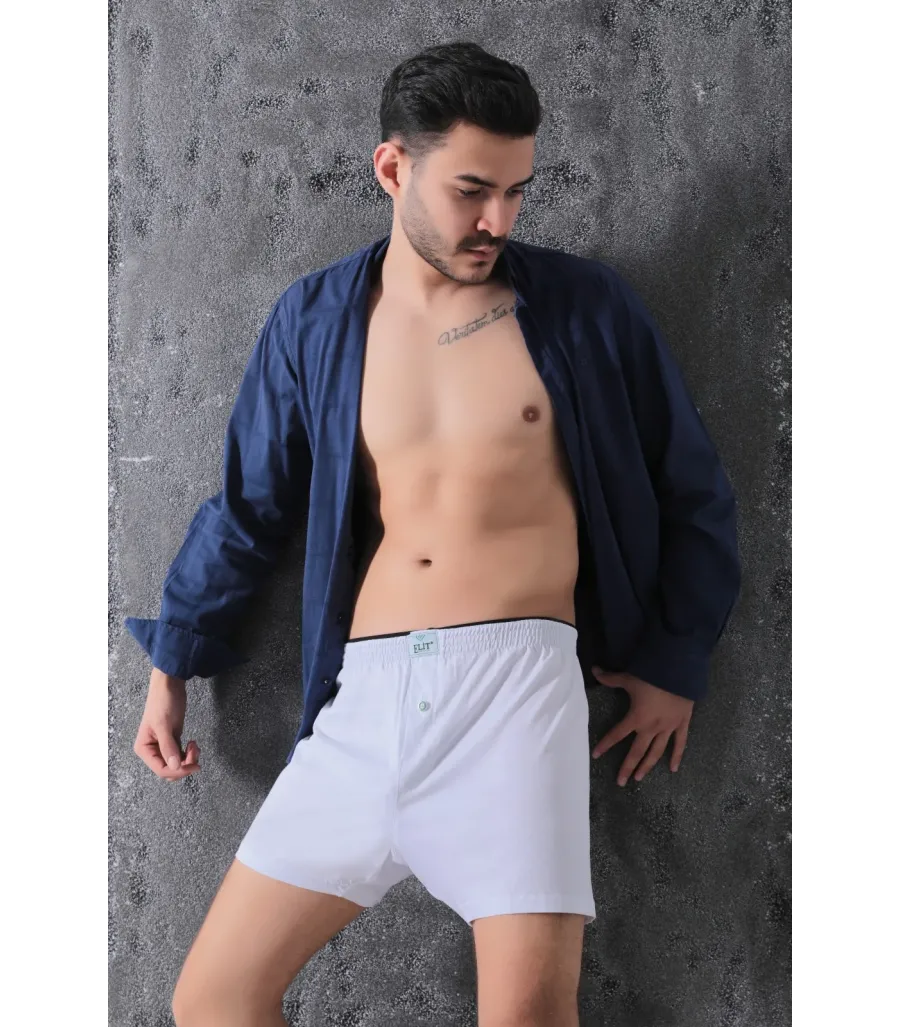Elit Zümrüt Erkek Havlu Bel Penye Boxer Beyaz