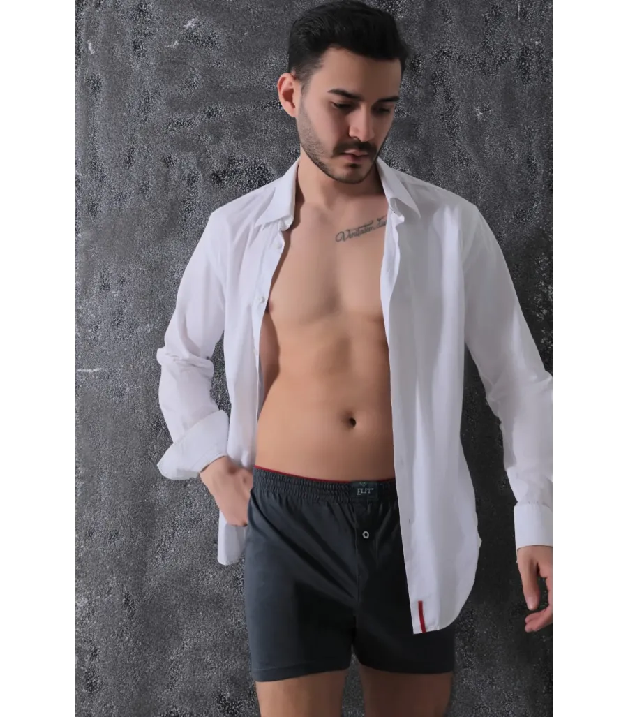 Elit Zümrüt Erkek Havlu Bel Penye Boxer Füme