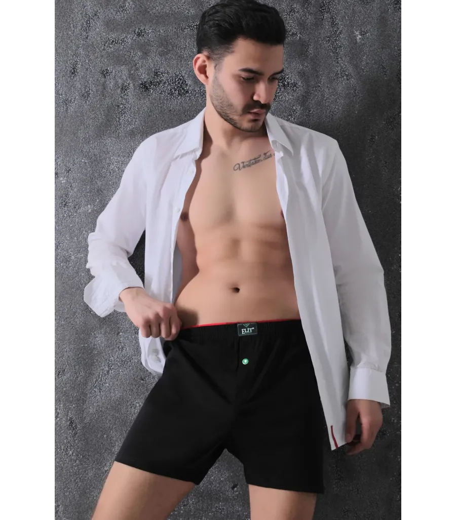 Elit Zümrüt Erkek Havlu Bel Penye Boxer Siyah