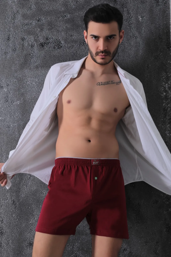 Elit Zümrüt Erkek Havlu Bel Penye Boxer Bordo