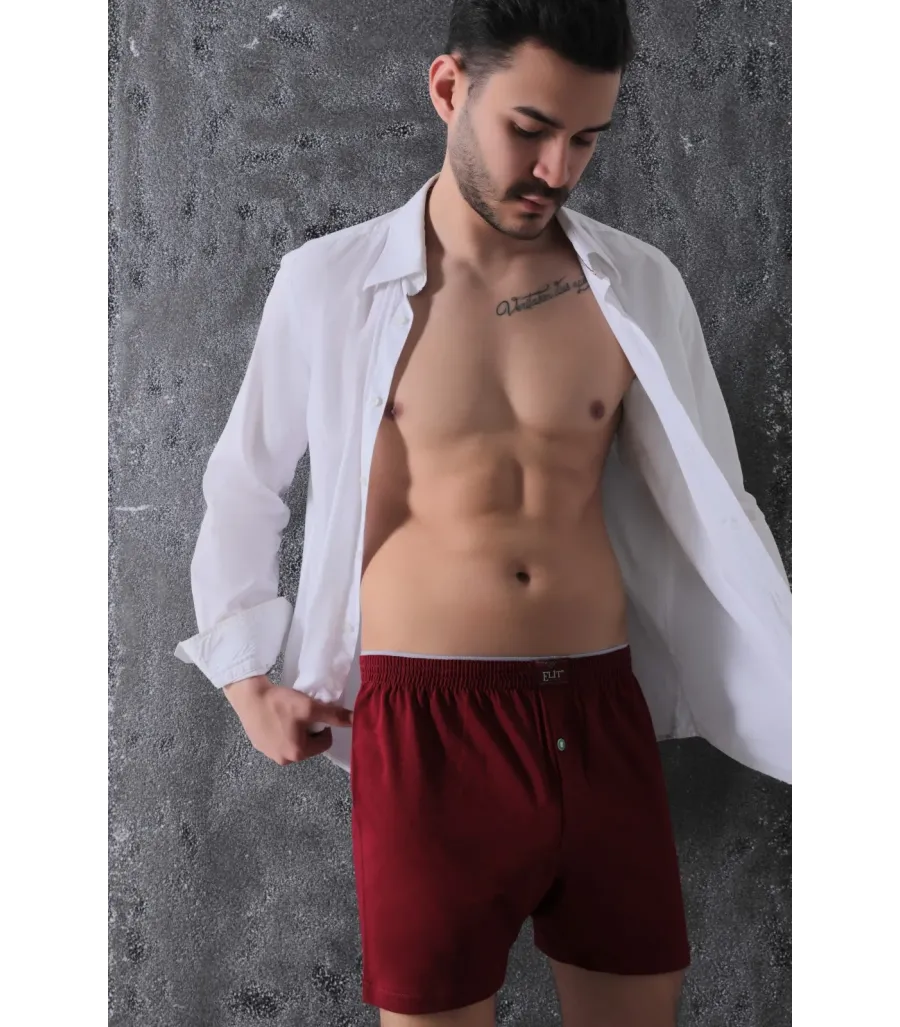 Elit Zümrüt Erkek Havlu Bel Penye Boxer Bordo