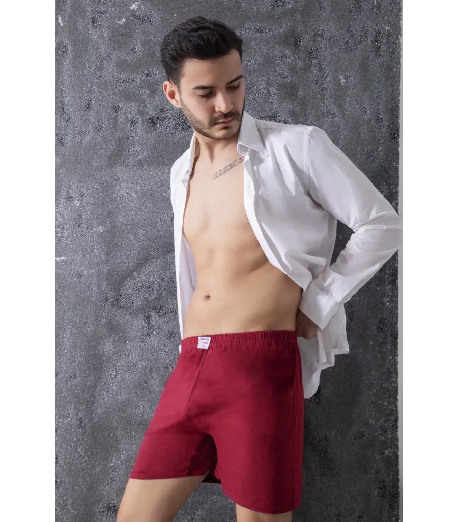 Zümrüt Yıldızı Erkek Paçalı Don Bordo
