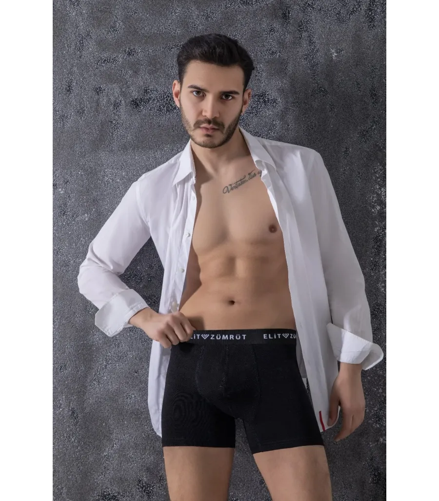 Elit Zümrüt Erkek Likralı Boxer Siyah