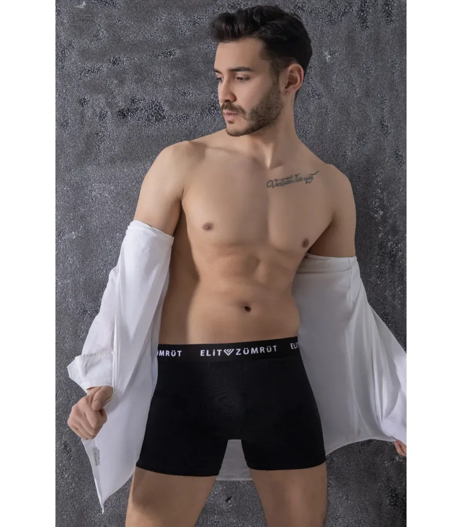 Elit Zümrüt Erkek Likralı Boxer Siyah