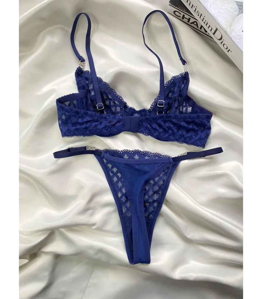 Arona Dantelli Bralet Takım Lacivert