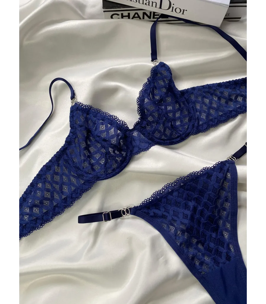 Arona Dantelli Bralet Takım Lacivert