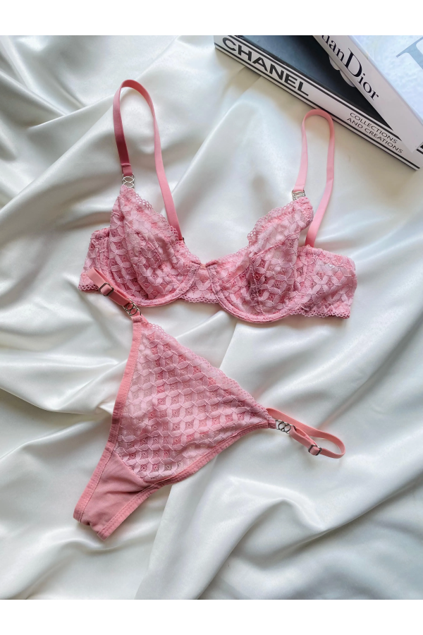 Arona Dantelli Bralet Takım Pembe