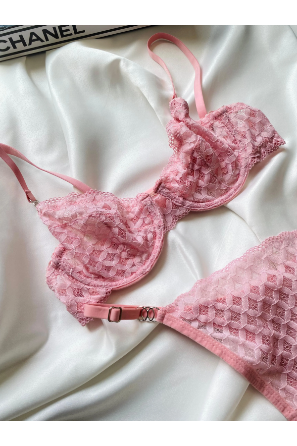 Arona Dantelli Bralet Takım Pembe