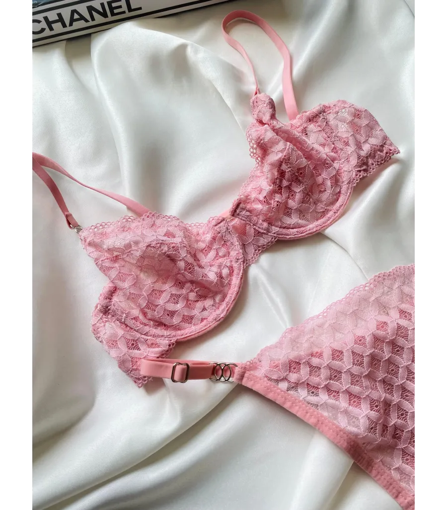 Arona Dantelli Bralet Takım Pembe