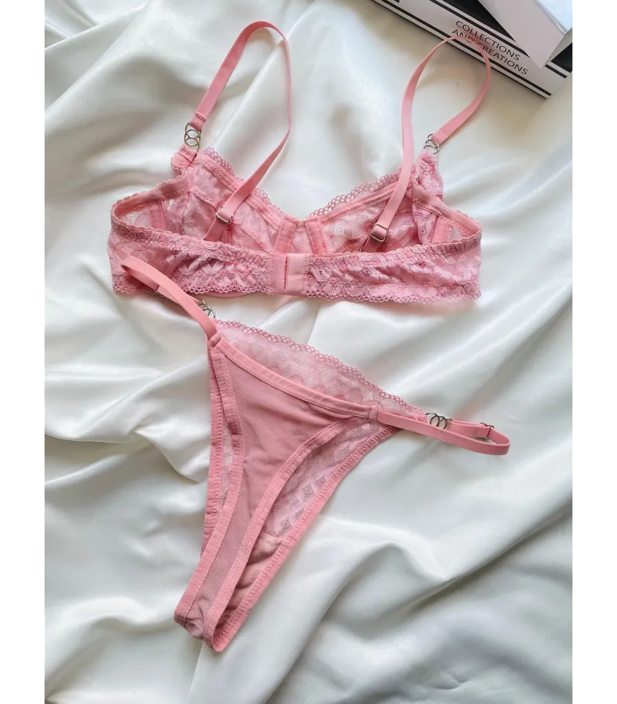 Arona Dantelli Bralet Takım Pembe