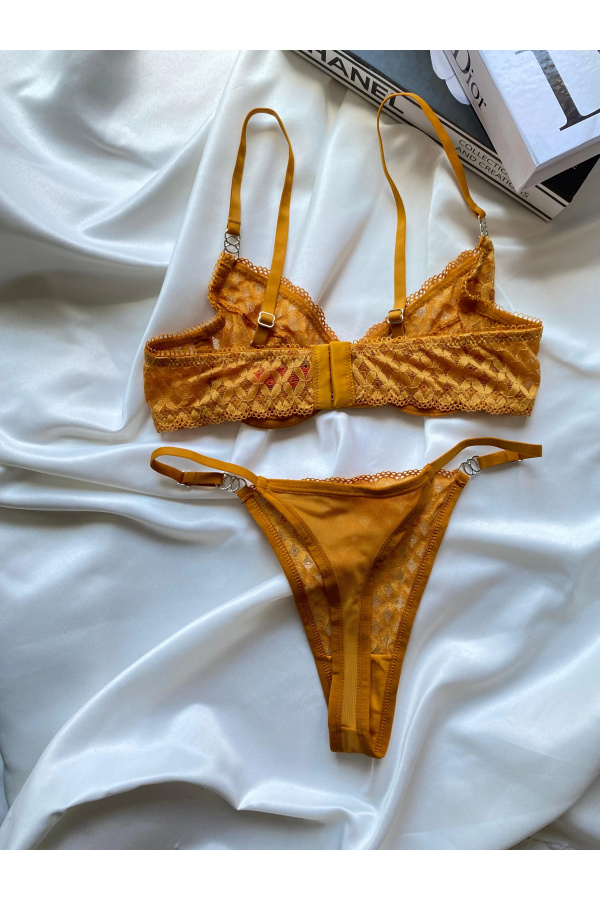 Arona Dantelli Bralet Takım Hardal