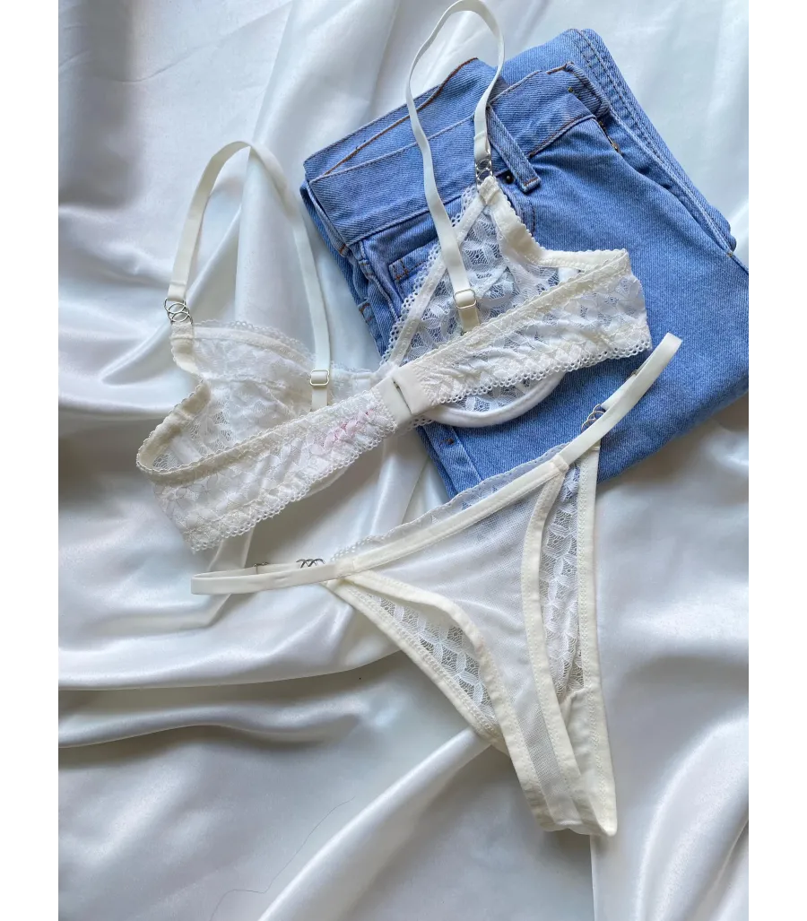Arona Dantelli Bralet Takım Ekru