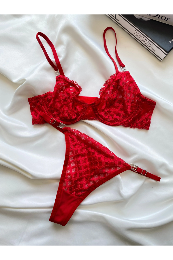 Arona Dantelli Bralet Takım Bordo