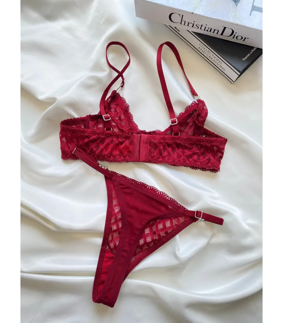 Arona Dantelli Bralet Takım Bordo