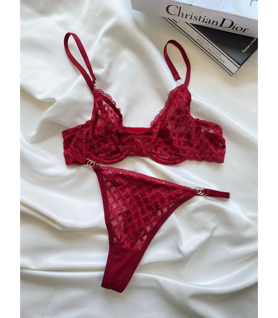 Arona Dantelli Bralet Takım Bordo