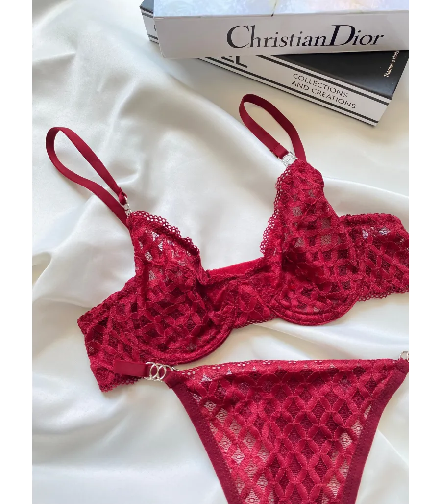Arona Dantelli Bralet Takım Bordo