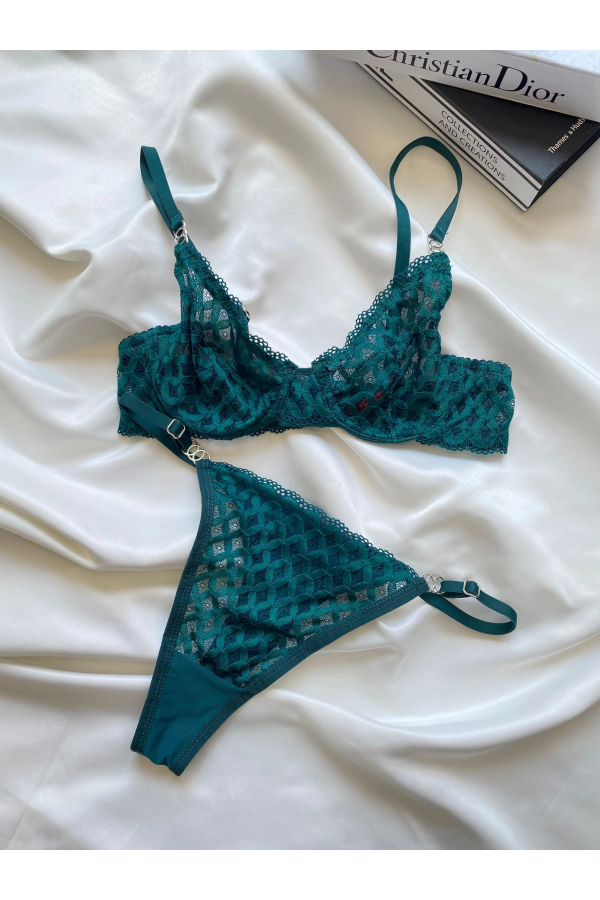 Arona Dantelli Bralet Takım Yeşil