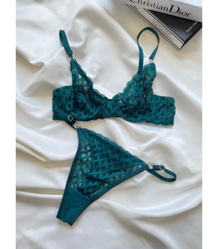 Arona Dantelli Bralet Takım Yeşil