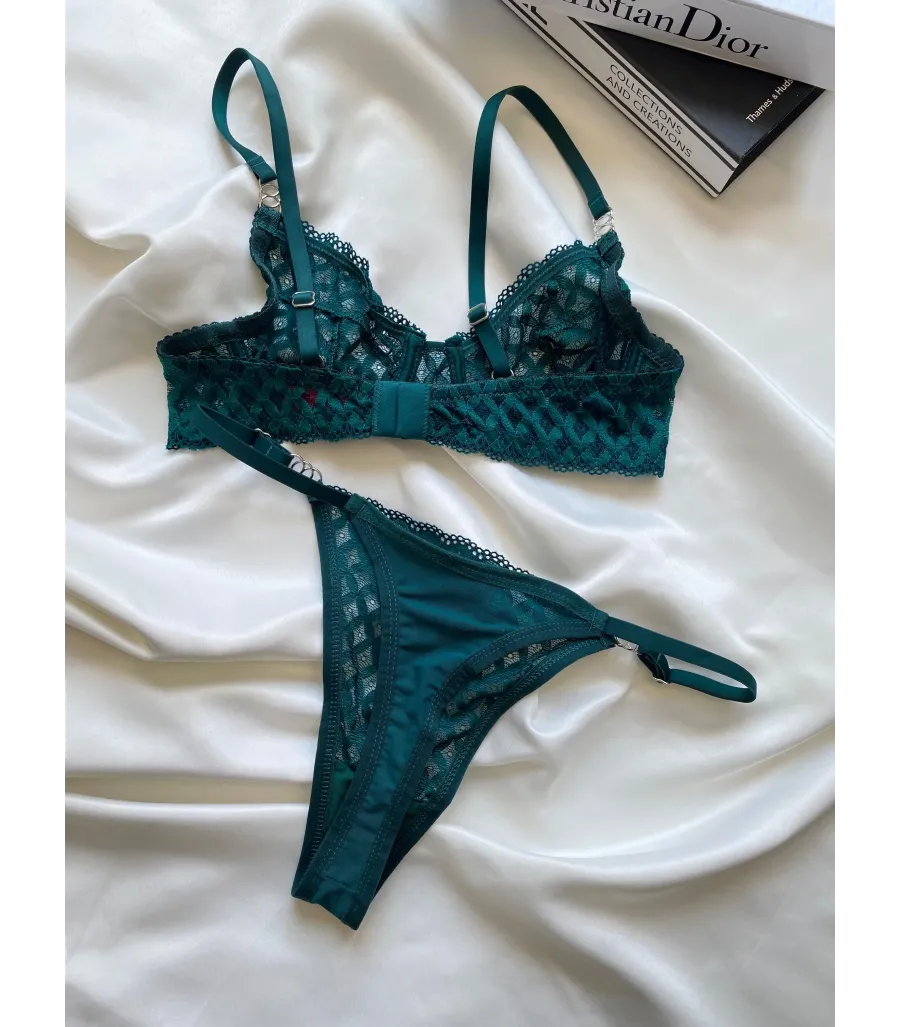 Arona Dantelli Bralet Takım Yeşil