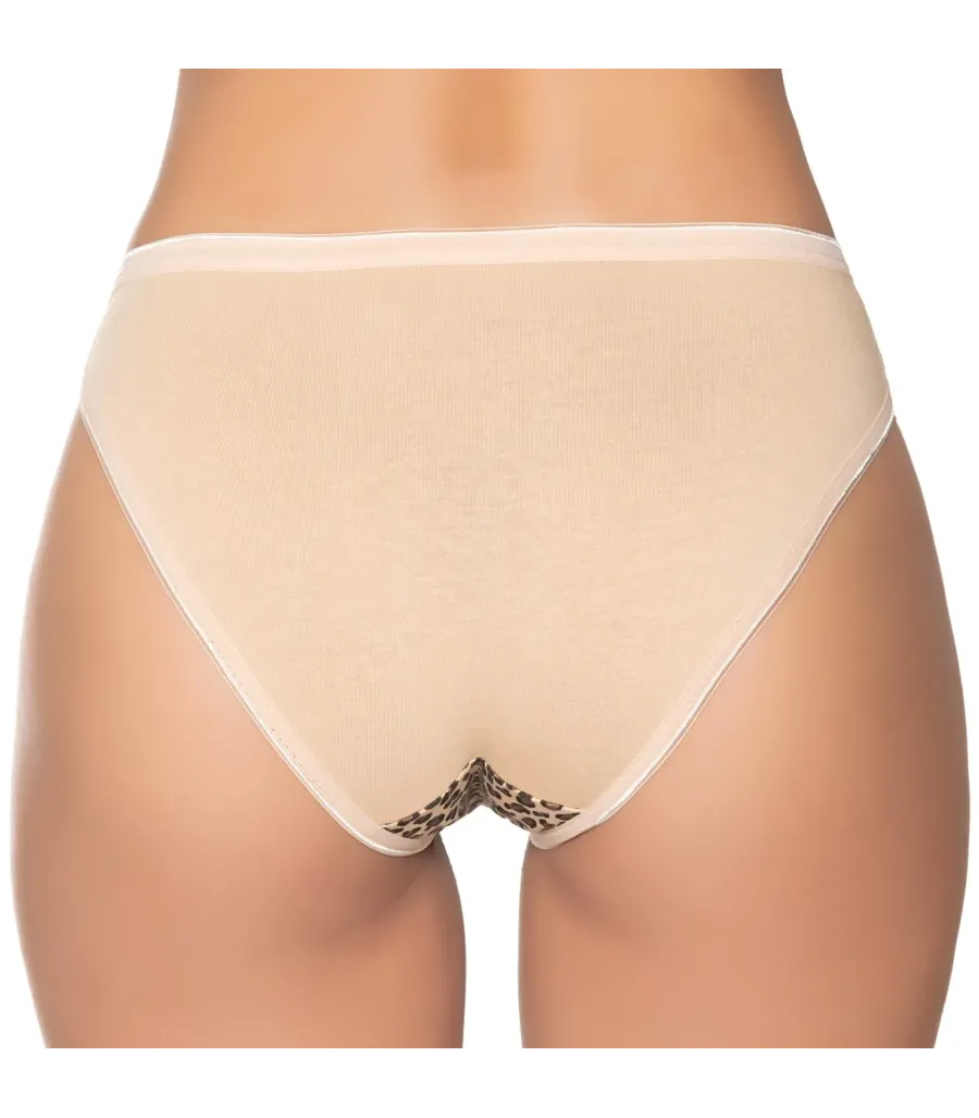 Gümüş İç Giyim 6020 Kadın Likralı İnce Bel Leopar Baskılı Bikini