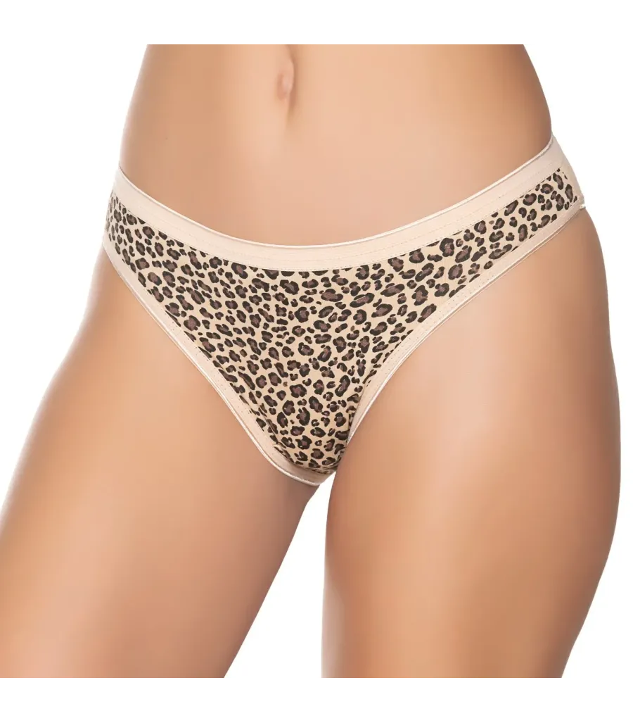 Gümüş İç Giyim 6020 Kadın Likralı İnce Bel Leopar Baskılı Bikini
