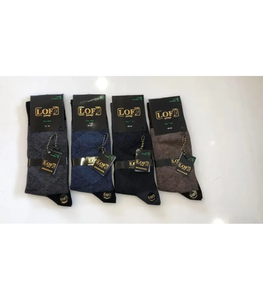 Lof Dikişsiz Erkek Jakarlı Bambu Soket Çorap