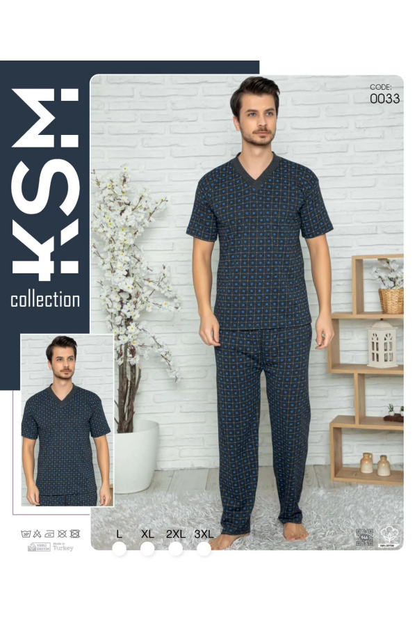 KSM Erkek Kısa Kollu Pijama Takımı