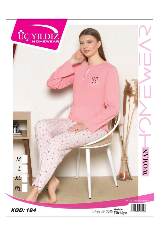 Üç Yıldız Uzun Kollu Kadın Pijama Takımı UCY184