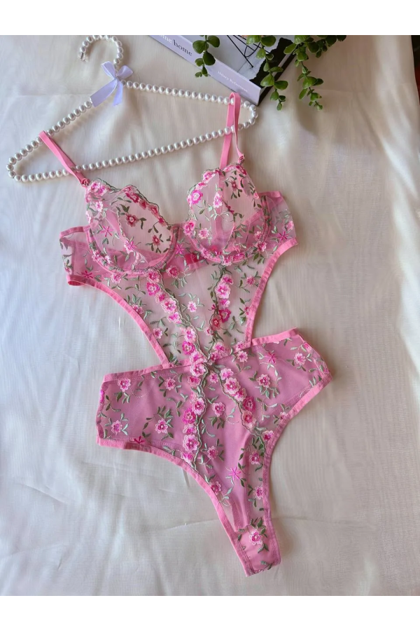 Arona Badysuit Pembe Büyük Çiçek