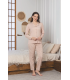 Elit Milan Kumaş Full Likralı Uzun Kol Kadın Pijama Takımı Ten