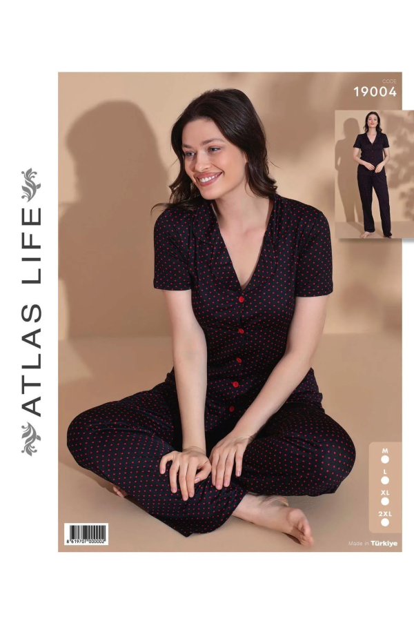 Atlas Life Kadın Pijama Takımı Düğmeli