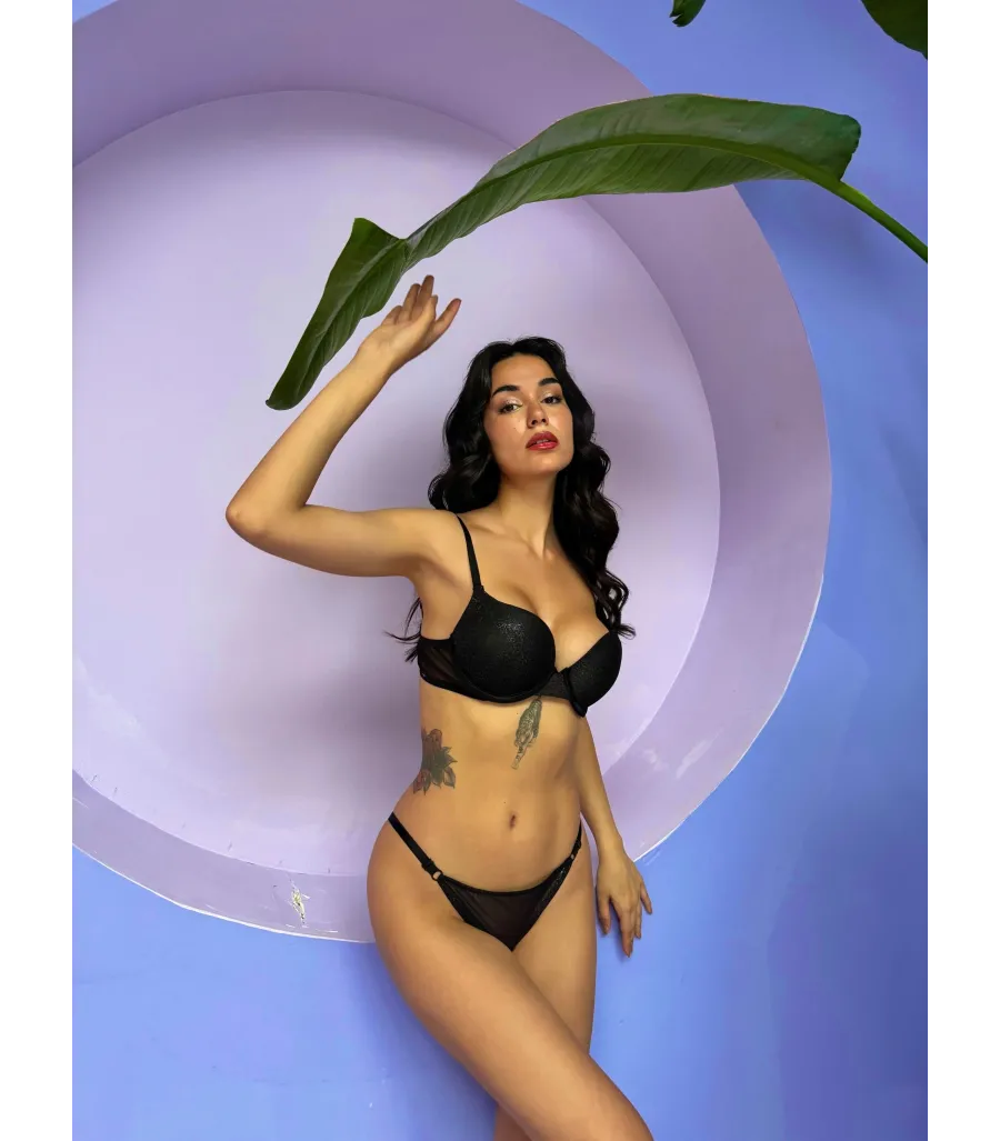 Cansoy Destekli Siyah Hologram Sütyen Takımı