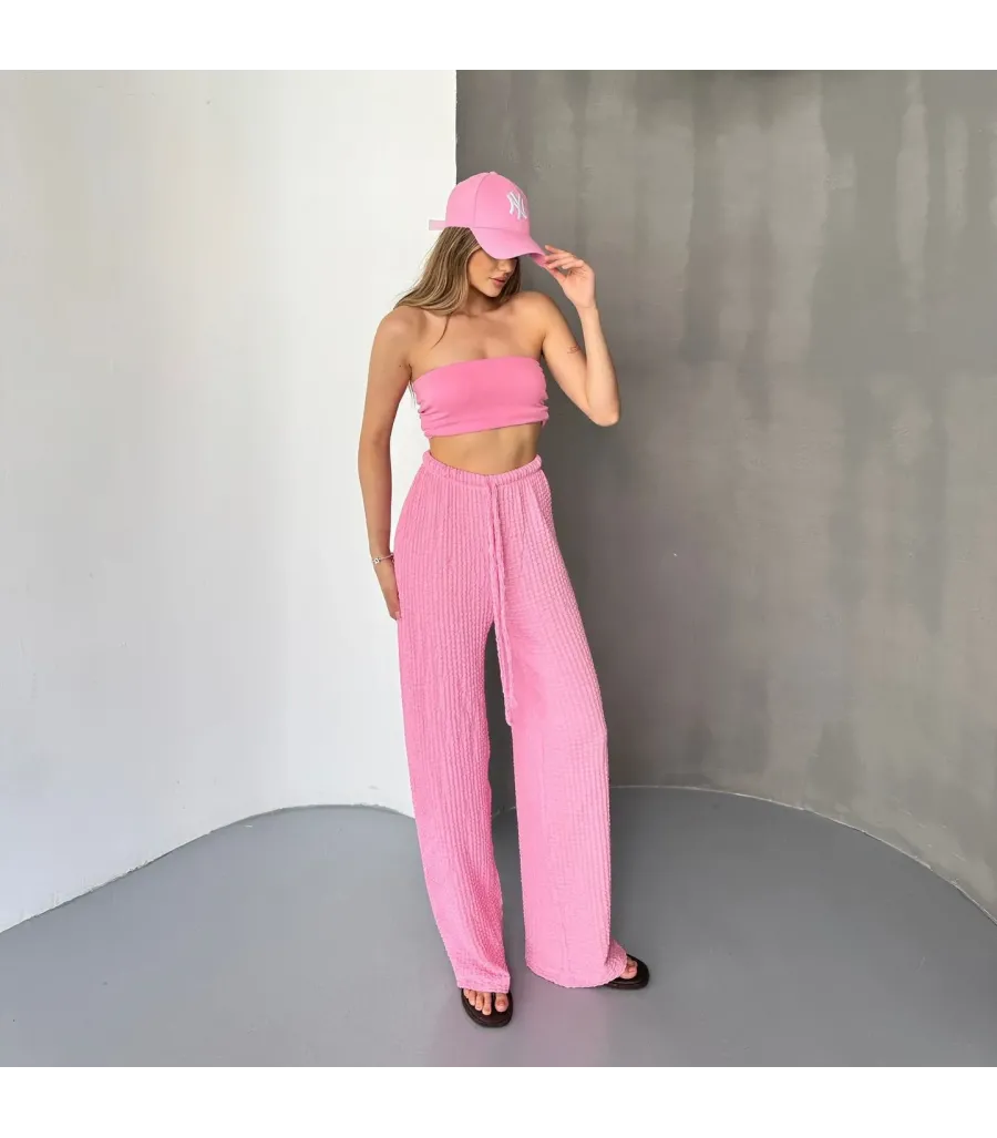Bubble Palazzo Pantolon Pembe