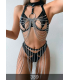Redsaks Fantezi Zincirli Deri Harness Aksesuar Takımı