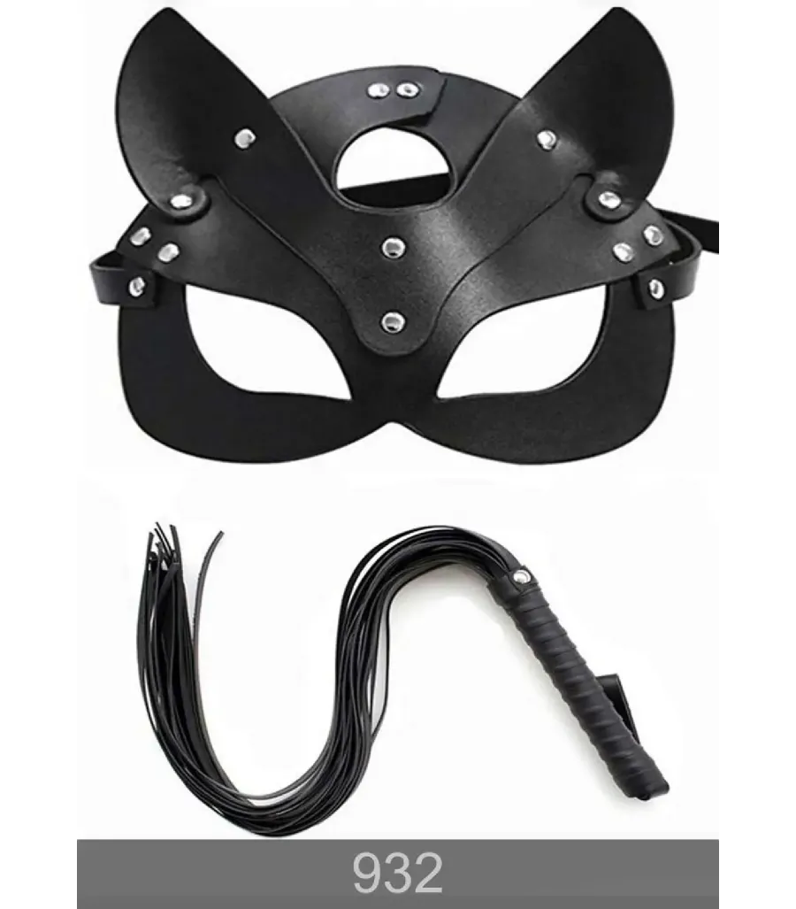 Redsaks İkili Fantezi Set Maske Kırbaç Siyah