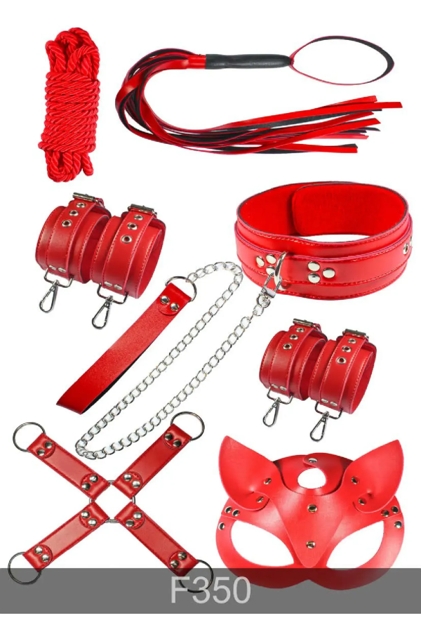 Redsaks Kırmızı Dokunuş 7 Parça Ayarlanabilir Deri Seti Maskeli