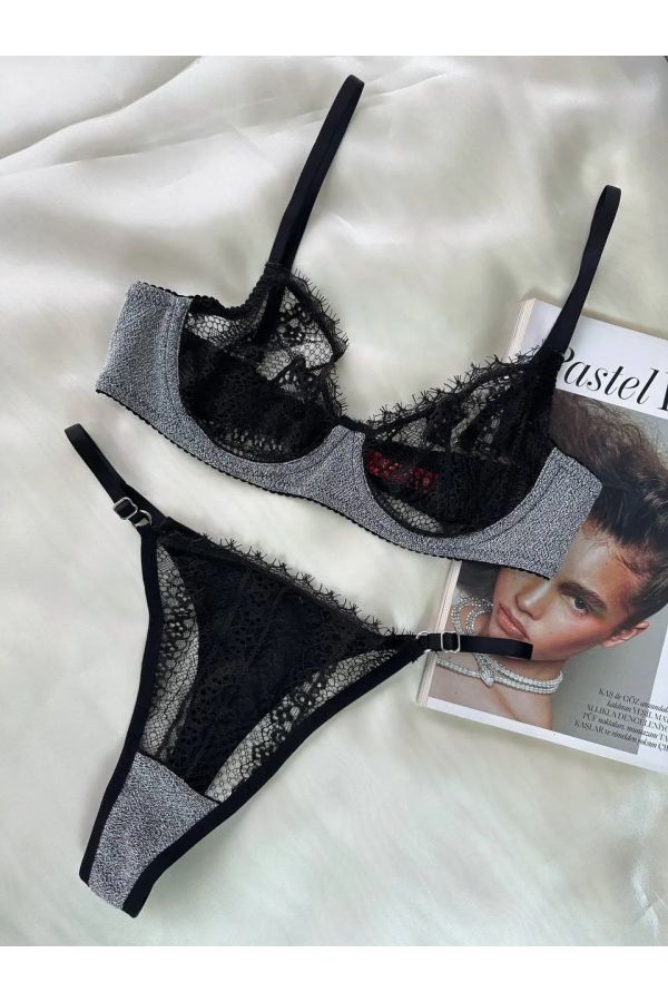 Arona Gri Simli Bralet Takım