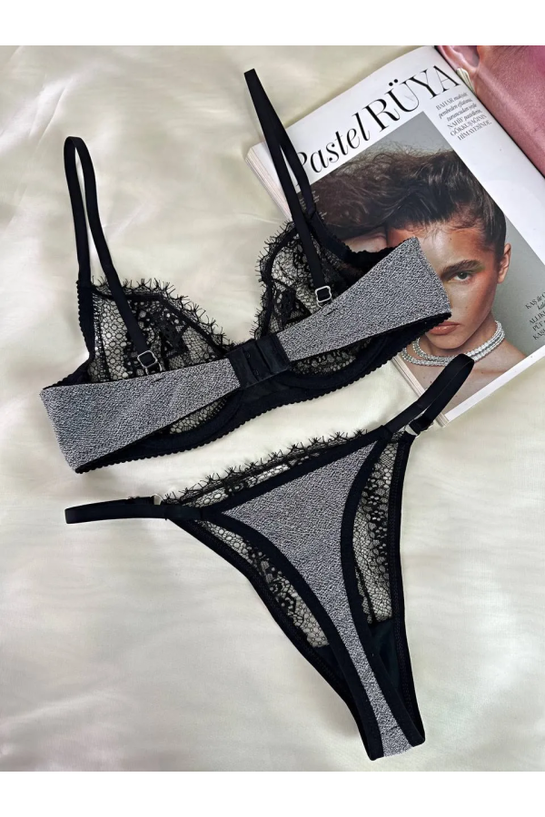 Arona Gri Simli Bralet Takım