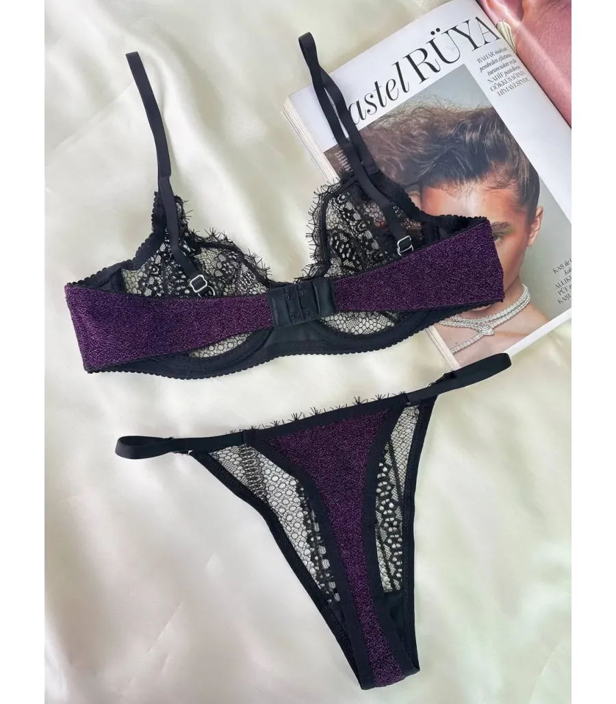 Arona Mor Simli Bralet Takım
