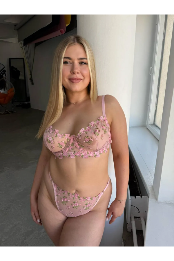 Arona Çıtır Pembe Brode Takım C Kap