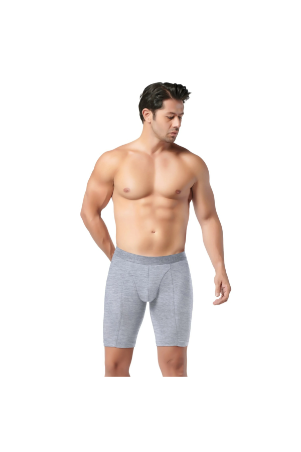 Gümüş Erkek Likralı Uzun Boxer Gri