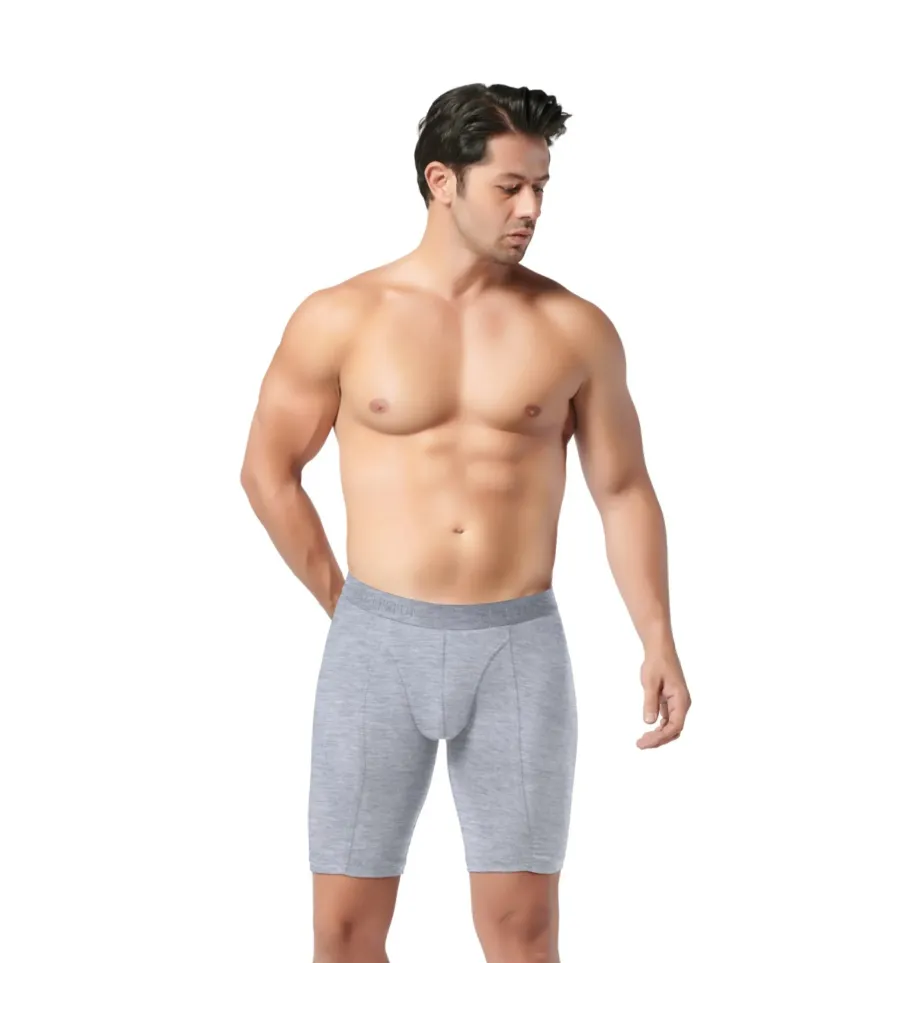 Gümüş Erkek Likralı Uzun Boxer Gri