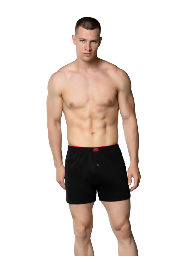 Toptan Gümüş 4020 Havlu Bel Düz Penye Boxer Siyah