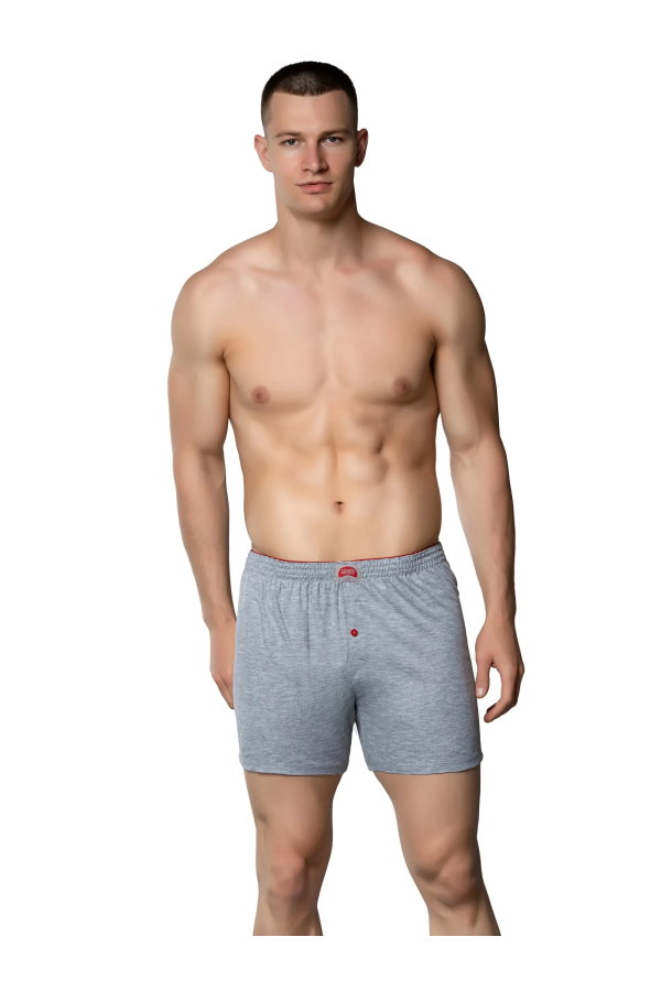 Toptan Gümüş 4020 Havlu Bel Düz Penye Boxer Gri