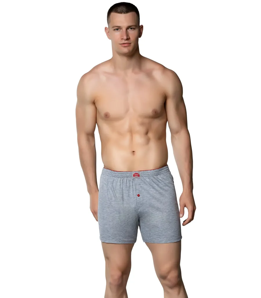 Toptan Gümüş 4020 Havlu Bel Düz Penye Boxer Gri