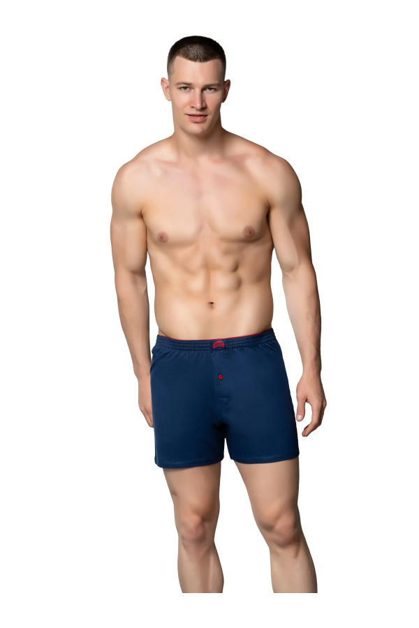 Toptan Gümüş 4020 Havlu Bel Düz Penye Boxer Lacivert
