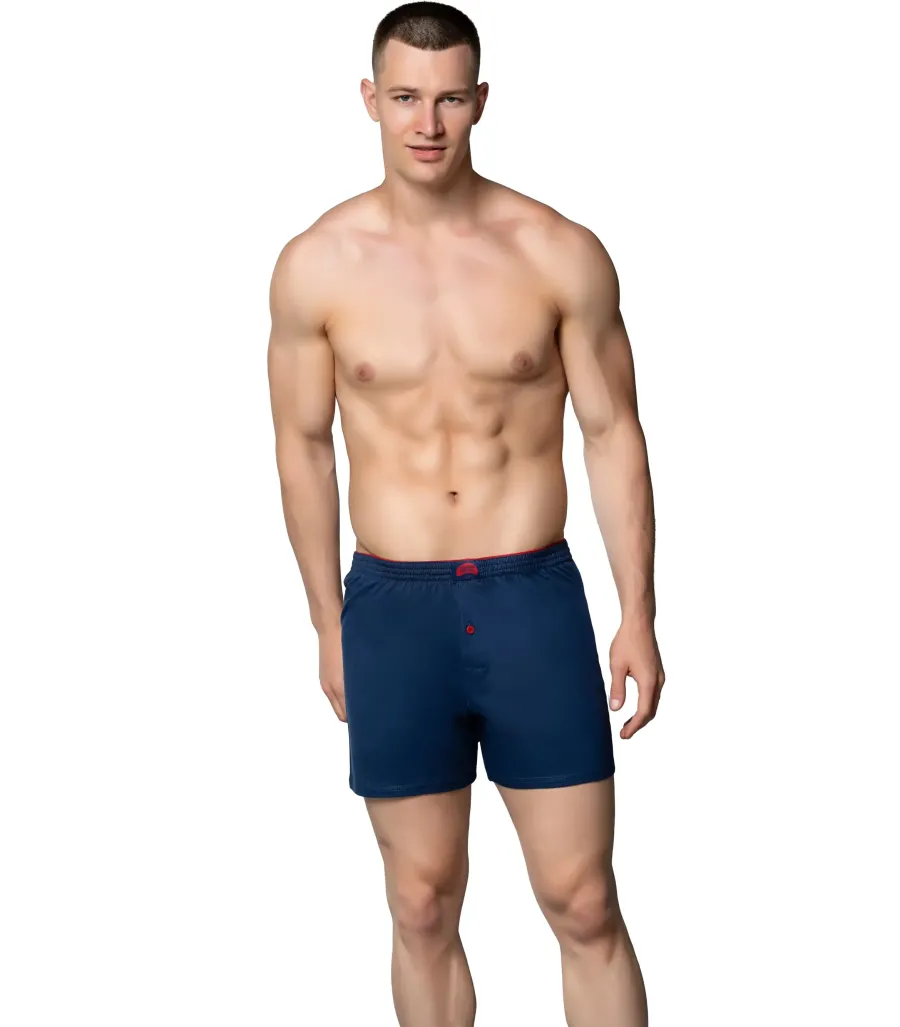 Toptan Gümüş 4020 Havlu Bel Düz Penye Boxer Lacivert