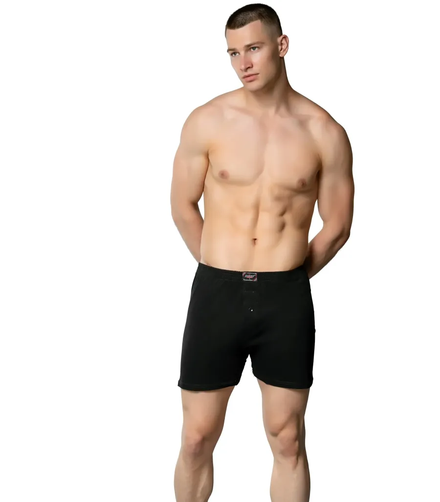 Toptan Sedef Yıldız Penye Boxer Siyah