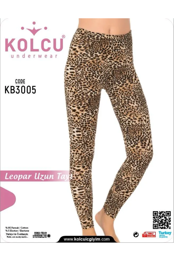 Toptan Kolcu Leopar Desenli Uzun Tayt