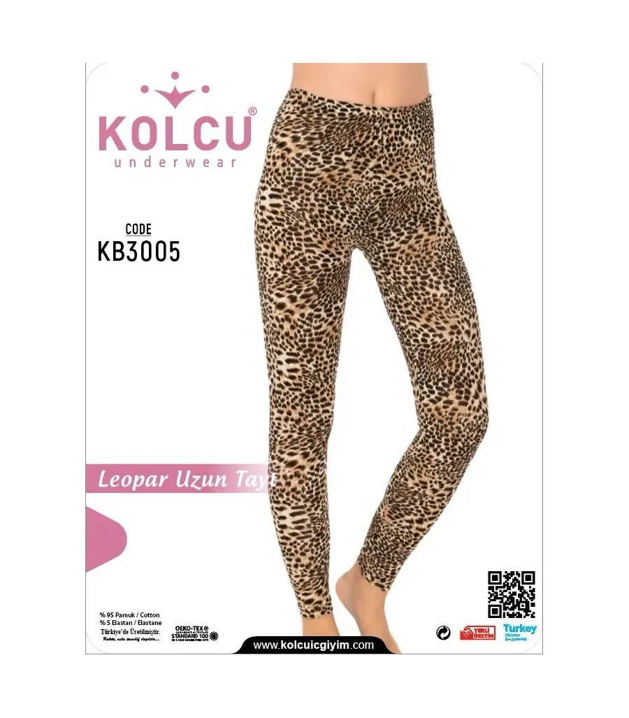 Toptan Kolcu Leopar Desenli Uzun Tayt